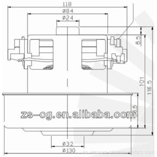 Motor de aspiración en seco 1600w-2000w hwx-pg